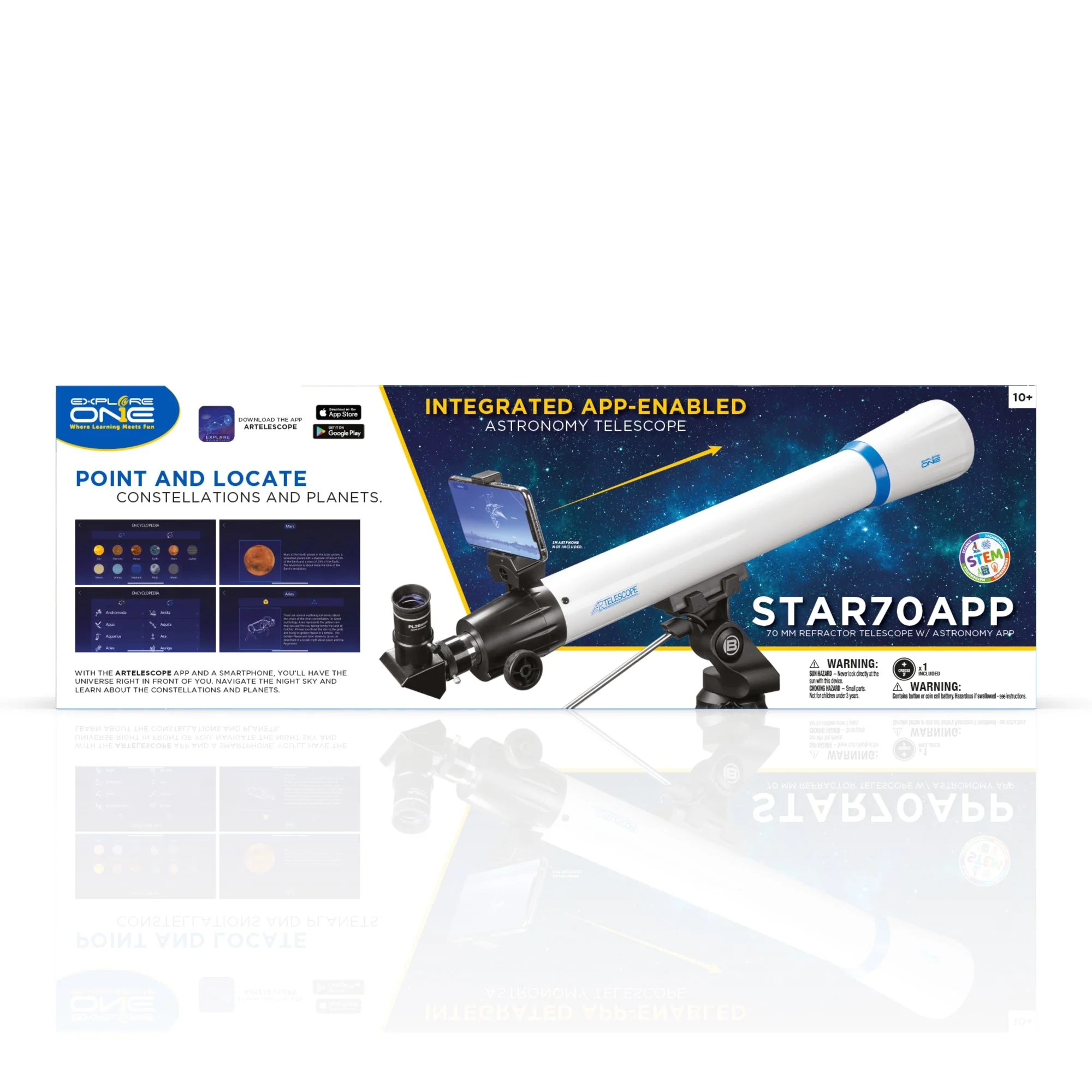 Explore One STAR70APP - 70mm Refractor Telescope w/ Panhandle Mount and Astronomy APP - Image 10