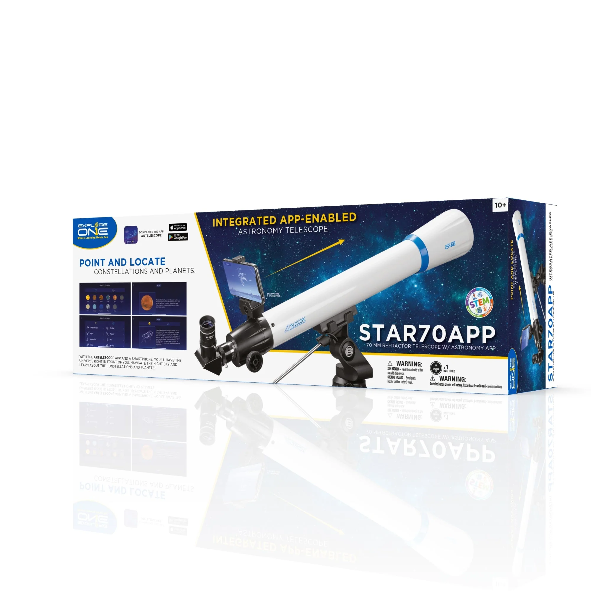 Explore One STAR70APP - 70mm Refractor Telescope w/ Panhandle Mount and Astronomy APP - Image 9