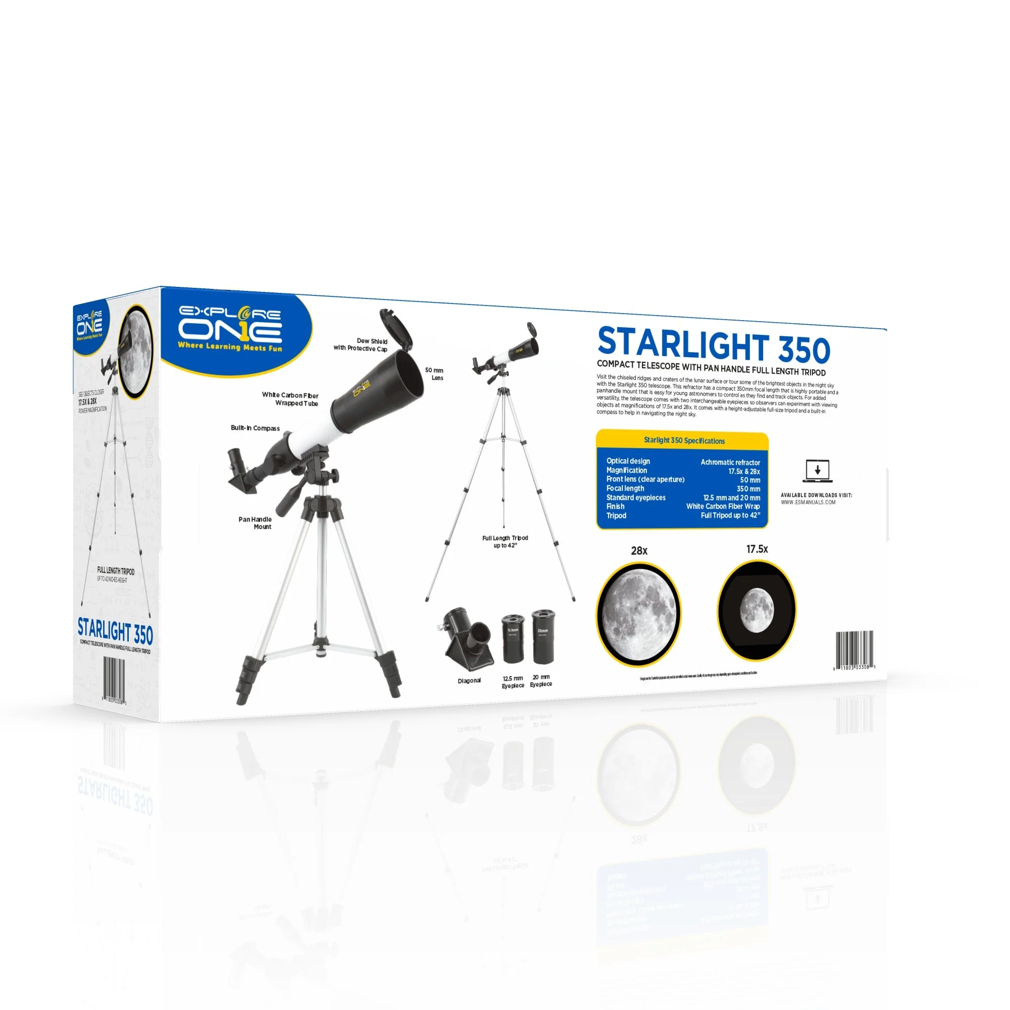 Explore One Starlight 350 - Compact Telescope with Pan Handle Full Length Tripod - Image 6