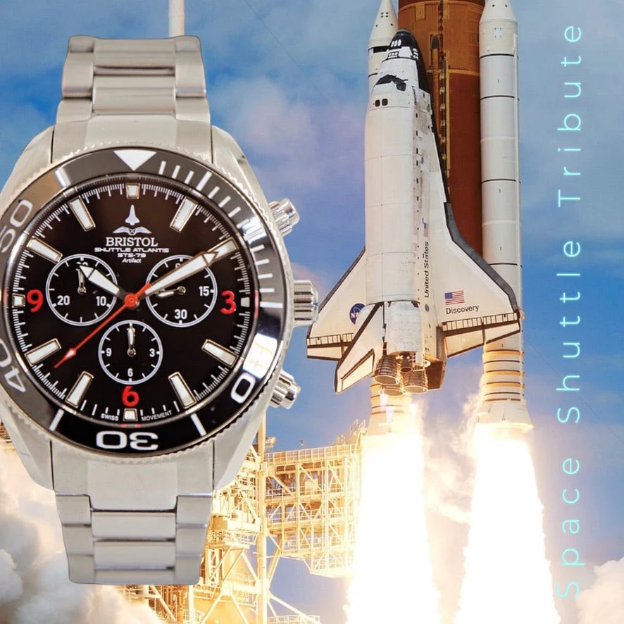 Space Shuttle Atlantis Tribute Watch - Stainless Steel, Black Dial - Image 3